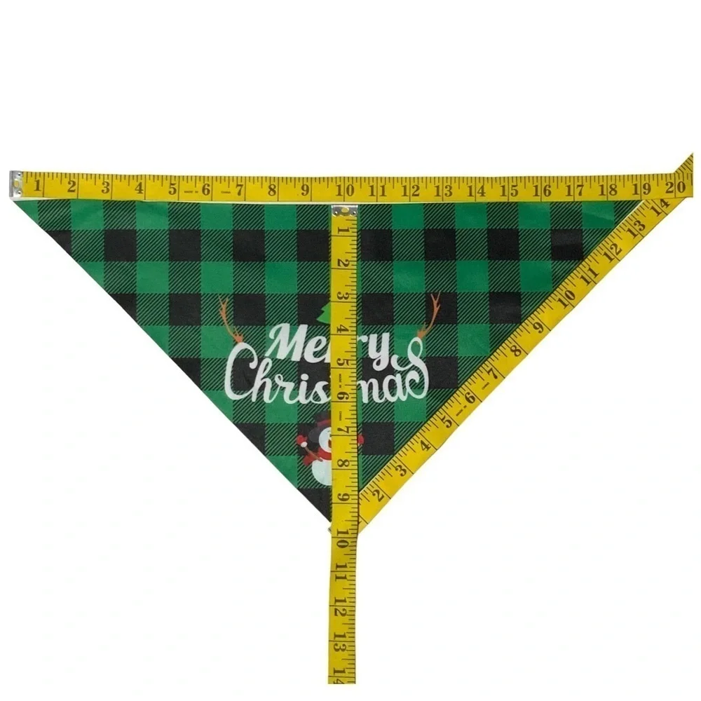 Christmas Dog Bandanna Tartan Plaid Merry Christmas Graphic Tie On Green 19